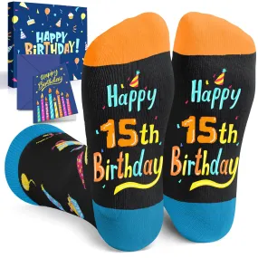 15th Birthday Gifts Ideas Socks - Gifts for 15 Year old Boy Girl, Birthday Present for Teens 15