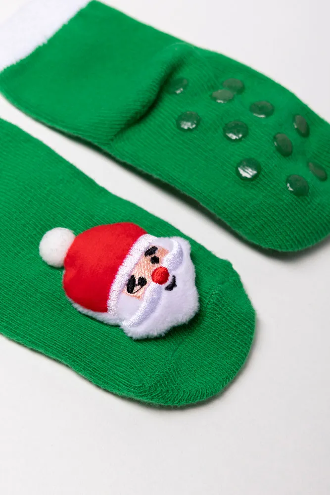 2 Pack Father Christmas Socks Green