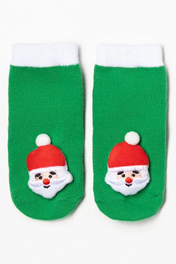 2 Pack Father Christmas Socks Green