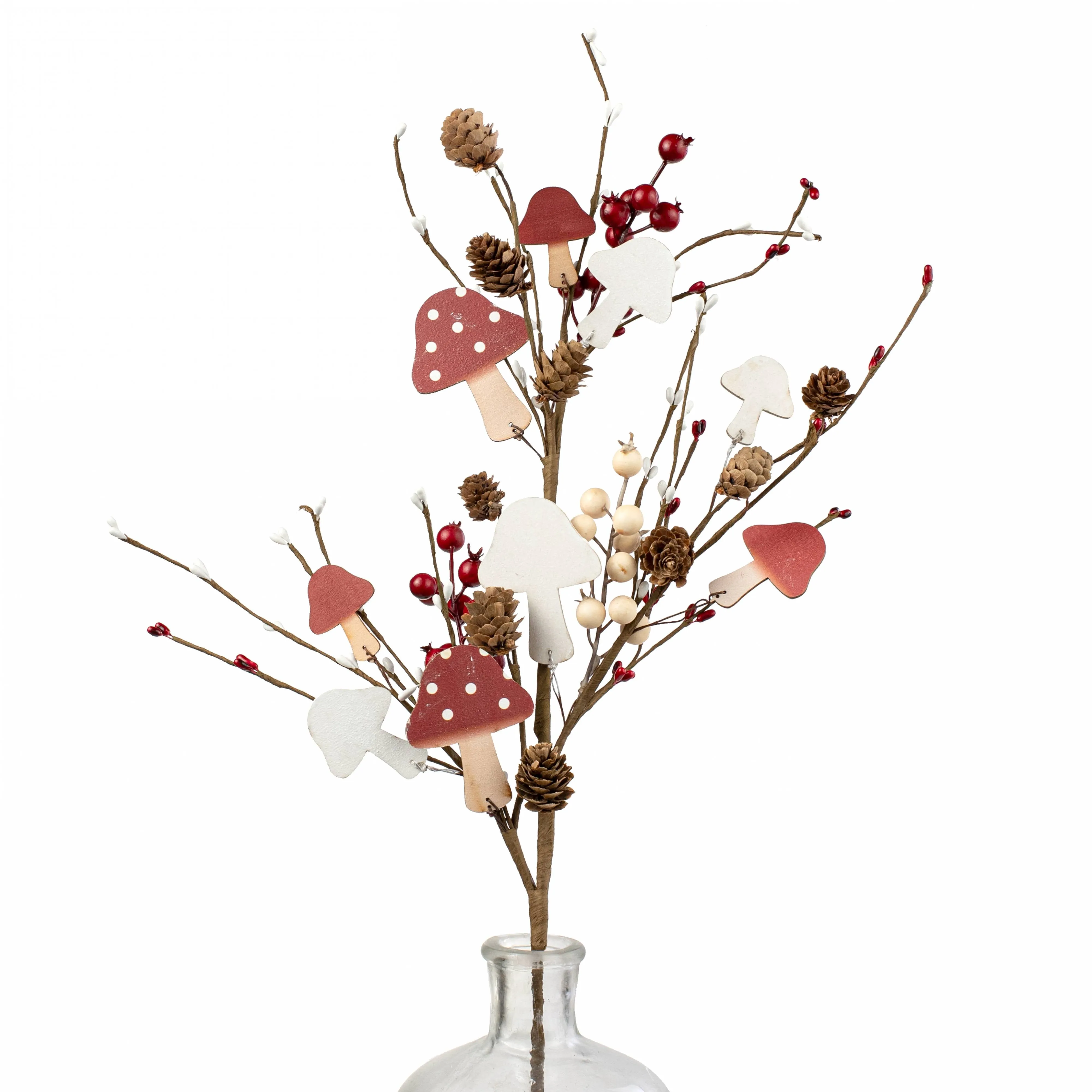 31" Wooden Mushroom & Berry Spray