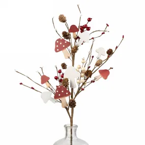 31" Wooden Mushroom & Berry Spray