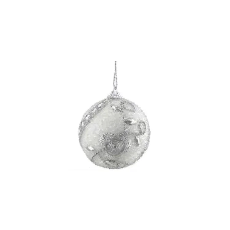 3" White and Silver Embellished Shatterproof Ball Christmas Ornaments Set of 3