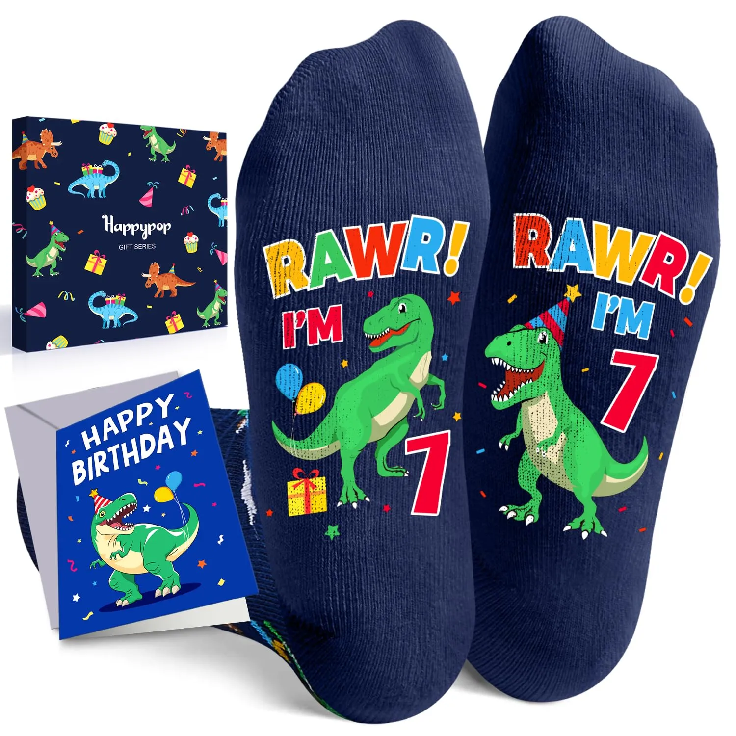 7th Birthday Gifts for Boys - Socks for Child Girls Age 7, Presents for 7 Year Olds, 7 Year Old Boy Gift Ideas, Birthday Gift Box with Greeting Card