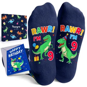 9th Birthday Gifts for Boys - Socks for Child Girls Age 9, Presents for 9 Year Olds, 9 Year Old Boy Gift Ideas, Birthday Gift Box with Greeting Card