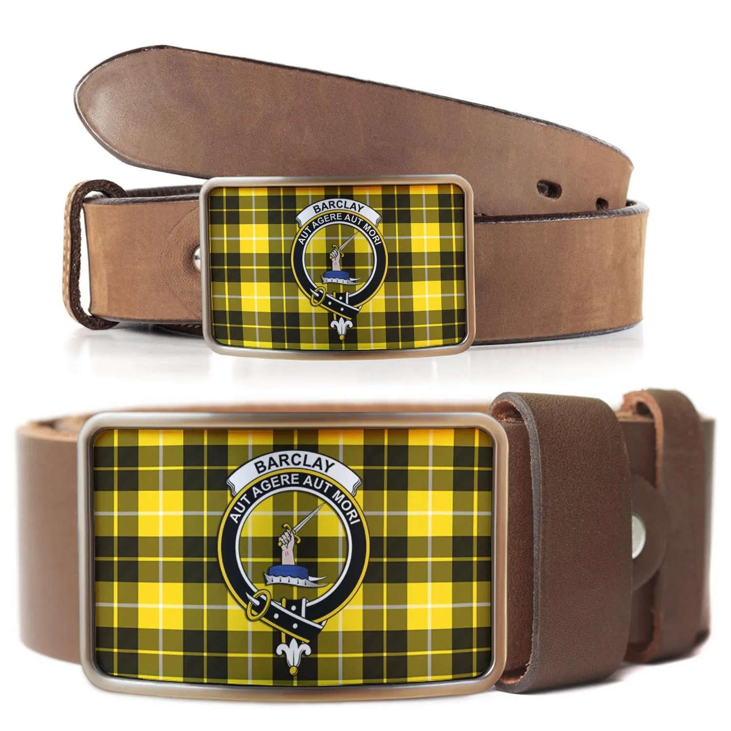 Barclay Dress Modern Tartan Belt Buckles with Family Crest