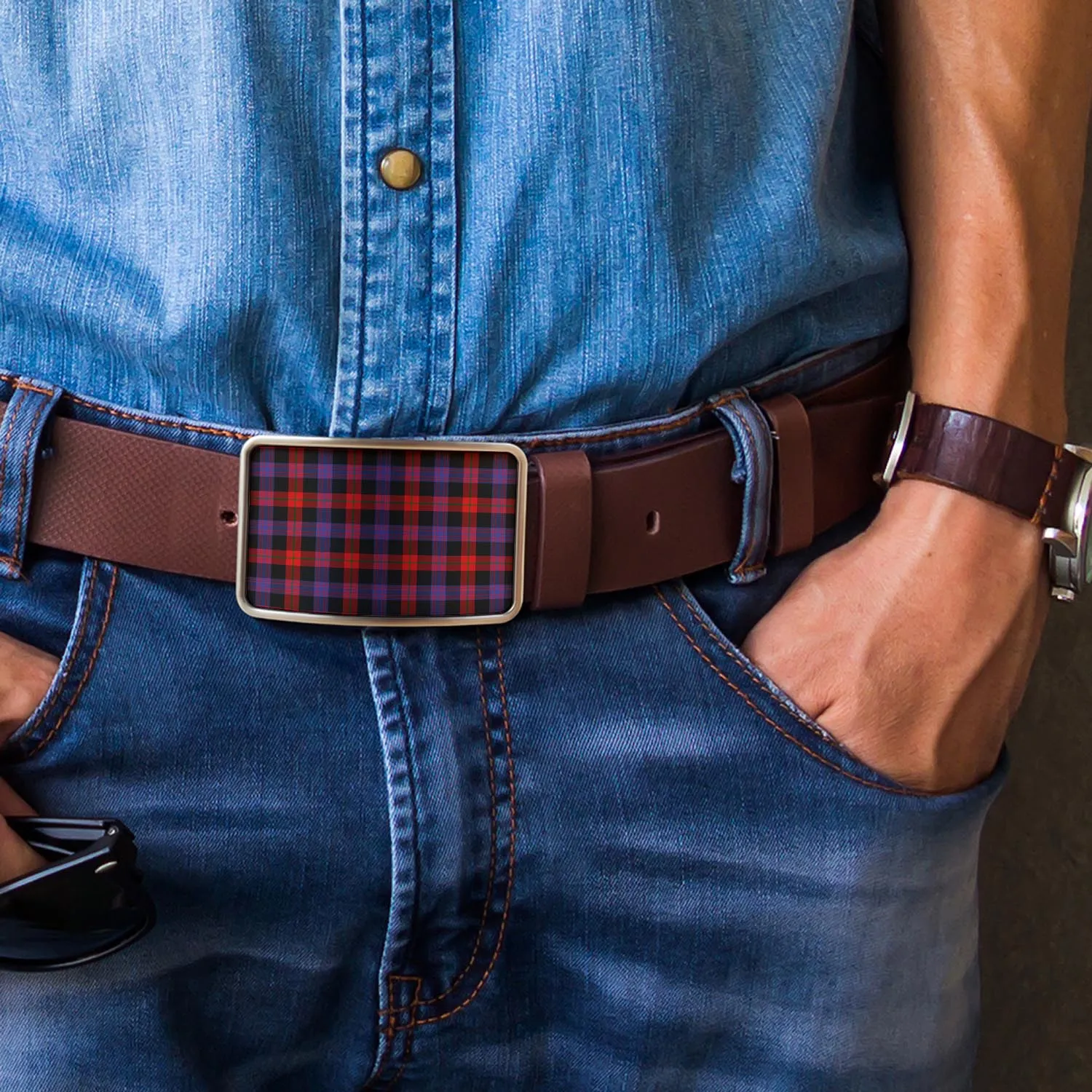 Broun Modern Tartan Belt Buckles