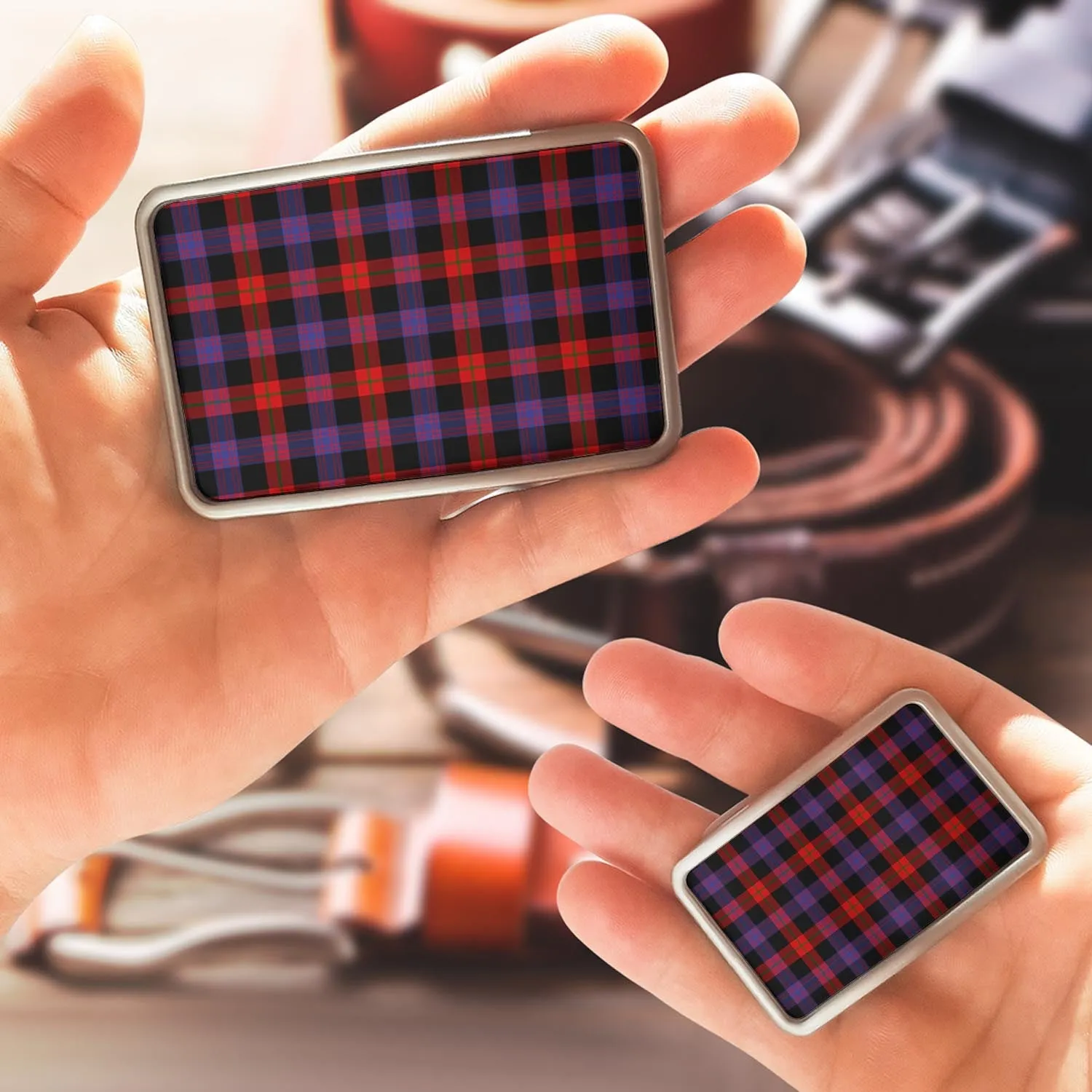 Broun Modern Tartan Belt Buckles