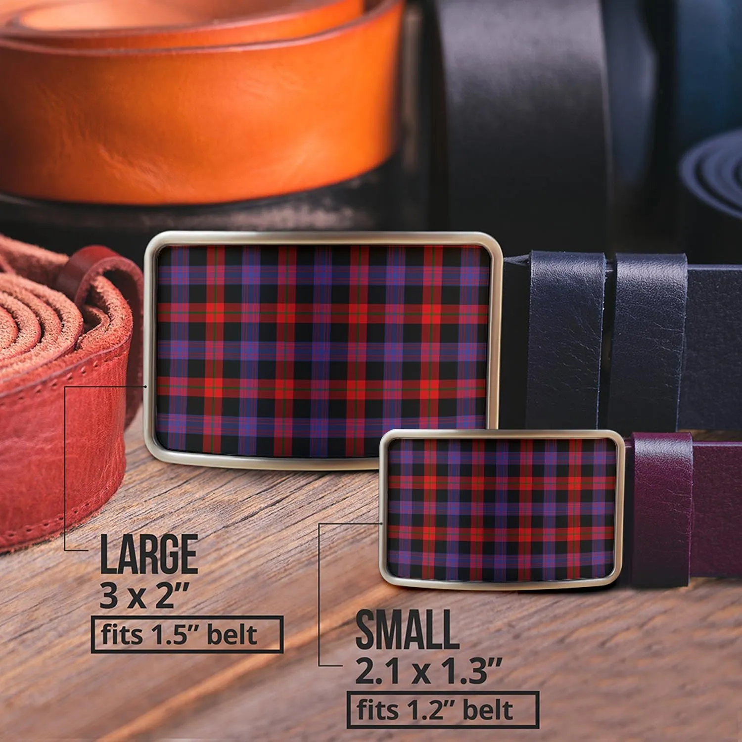 Broun Modern Tartan Belt Buckles