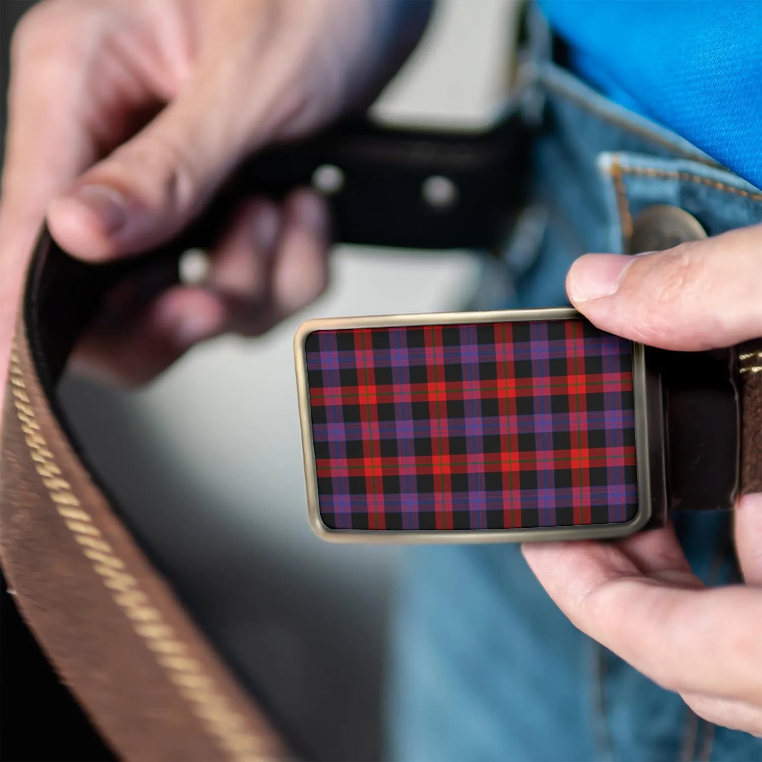 Broun Modern Tartan Belt Buckles