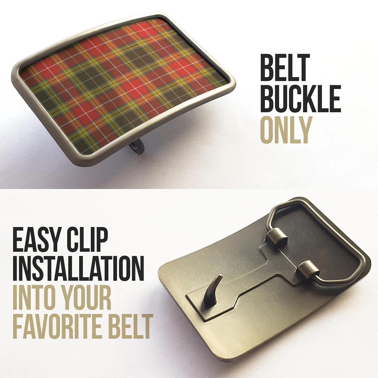 Buchanan Old Set Weathered Tartan Belt Buckles