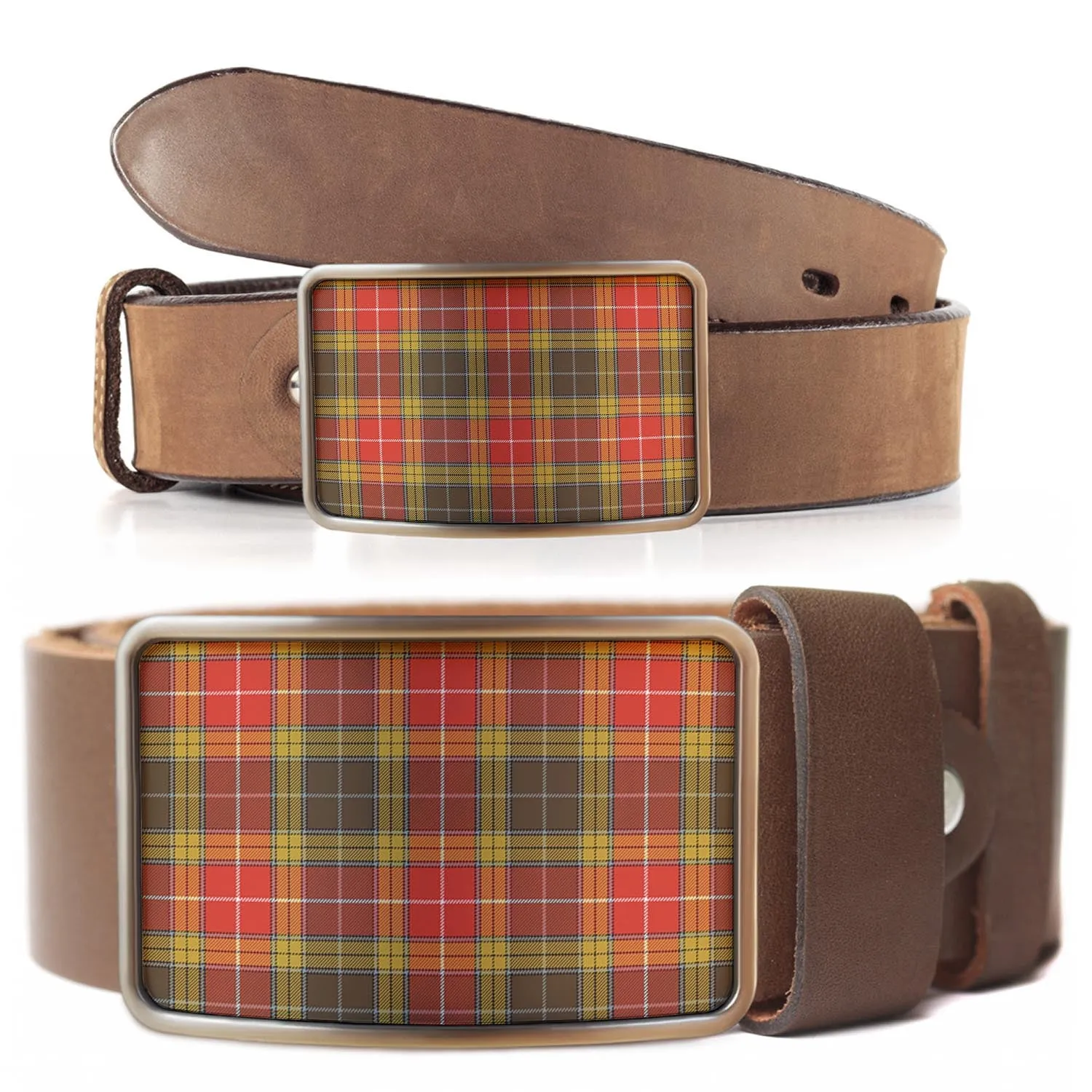 Buchanan Old Set Weathered Tartan Belt Buckles