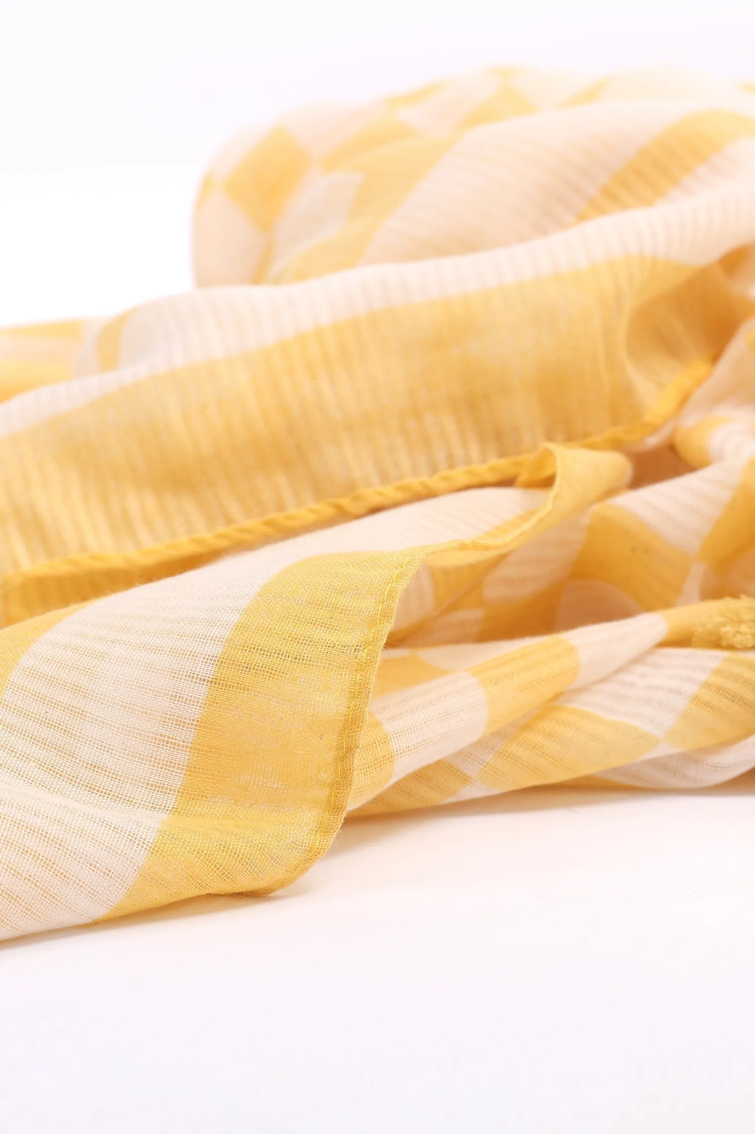 CHECK DESIGN SCARF-YELLOW