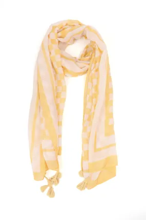 CHECK DESIGN SCARF-YELLOW