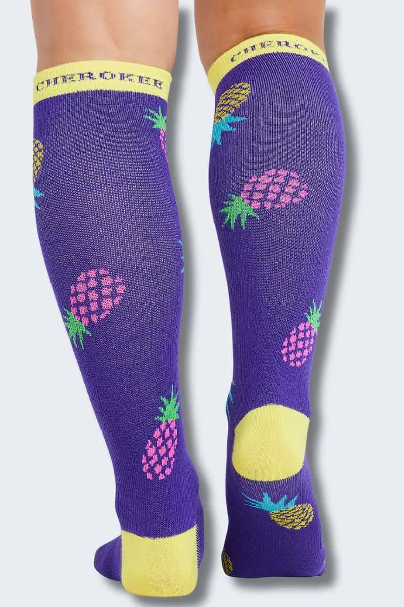 Cherokee Women's 10-15mmHg Pineapple Toss Support Socks