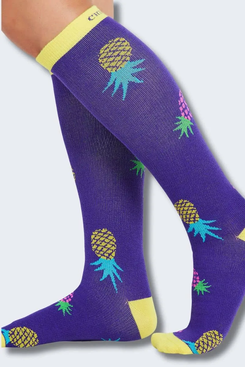 Cherokee Women's 10-15mmHg Pineapple Toss Support Socks