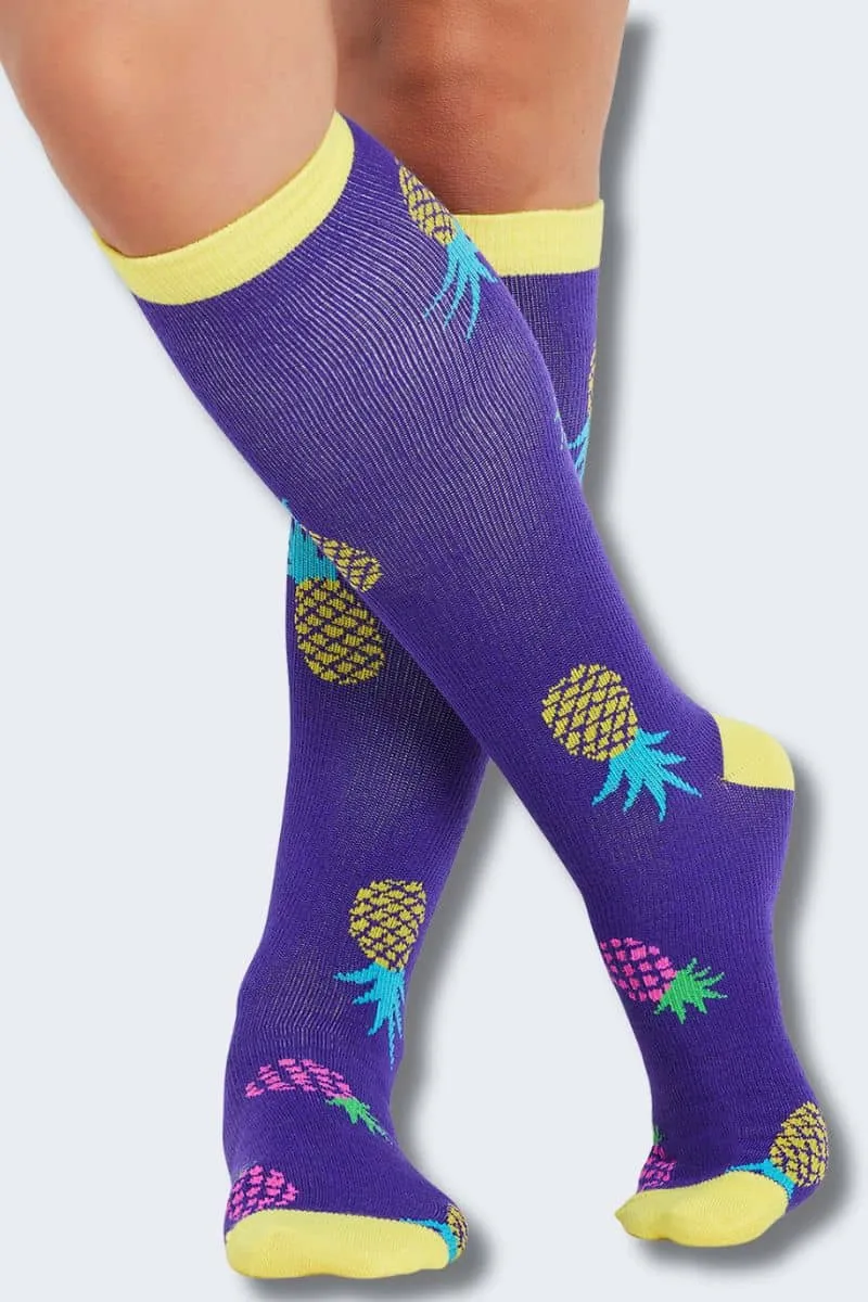 Cherokee Women's 10-15mmHg Pineapple Toss Support Socks