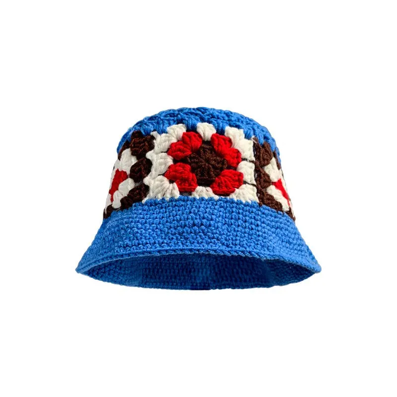 Chic and Vibrant Flower Design Handmade Crochet Bucket Hats