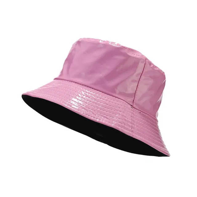 Chic Spectrum PU Leather Bucket Hat - Fushia