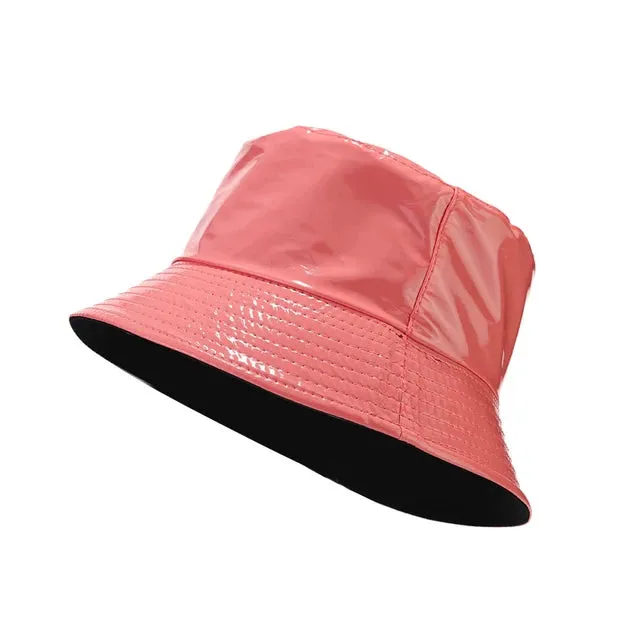 Chic Spectrum PU Leather Bucket Hat - Fushia