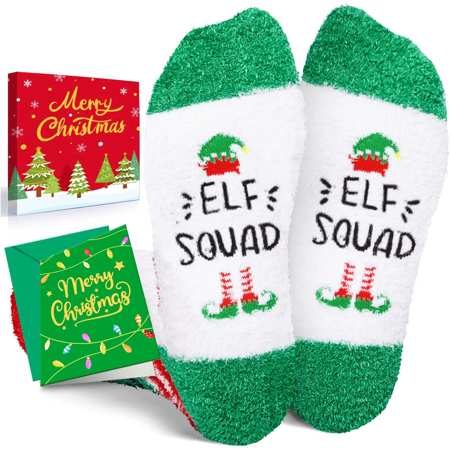 Christmas Gifts for 4-6 years old Kids - Little Elf Socks Secret Santa Stocking Stuffers Boys Girls with Greeting Card