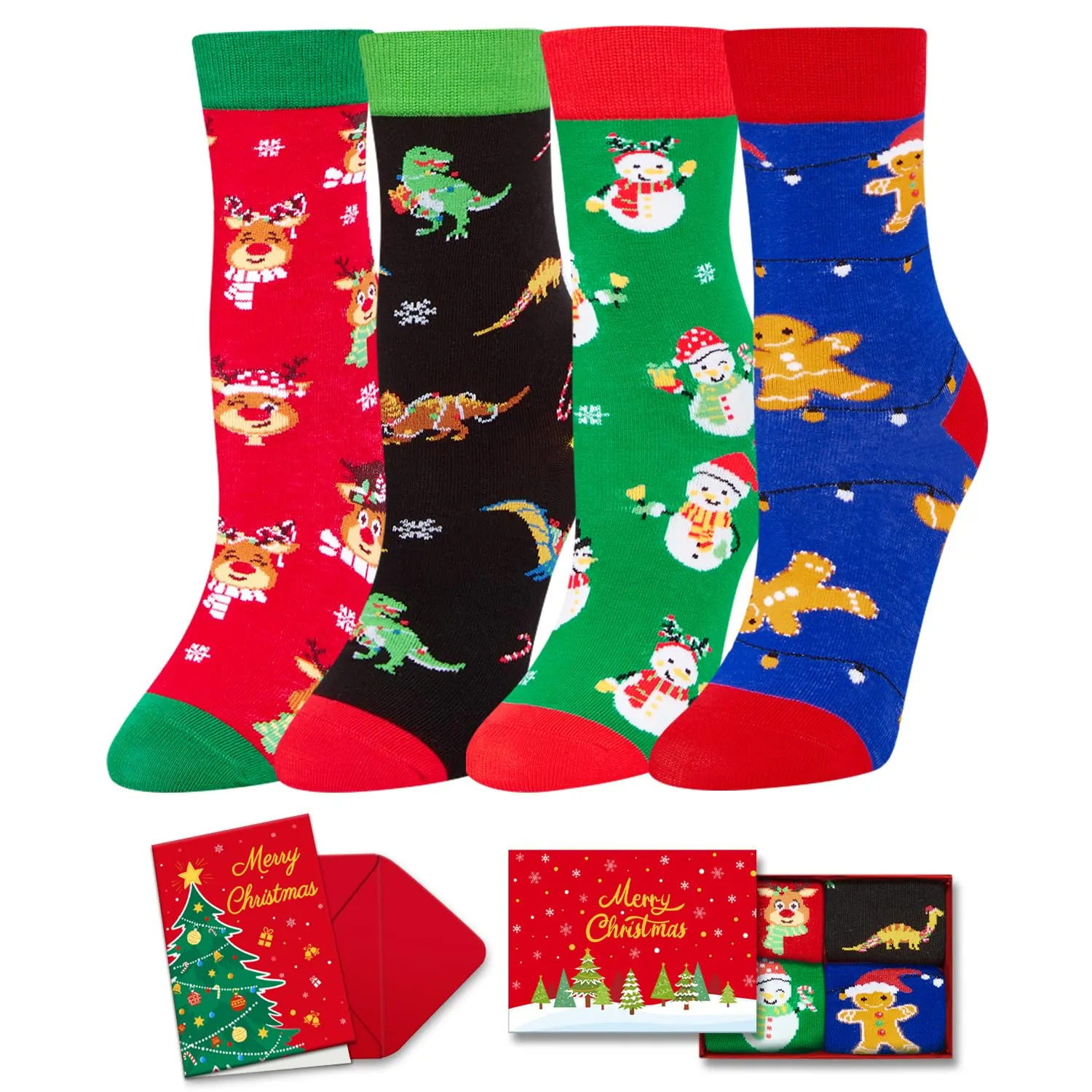 Christmas Gifts Stocking Socks for Tweens - Secret Santa Deer Socks Xmas Stocking Stuffers for Big Kids