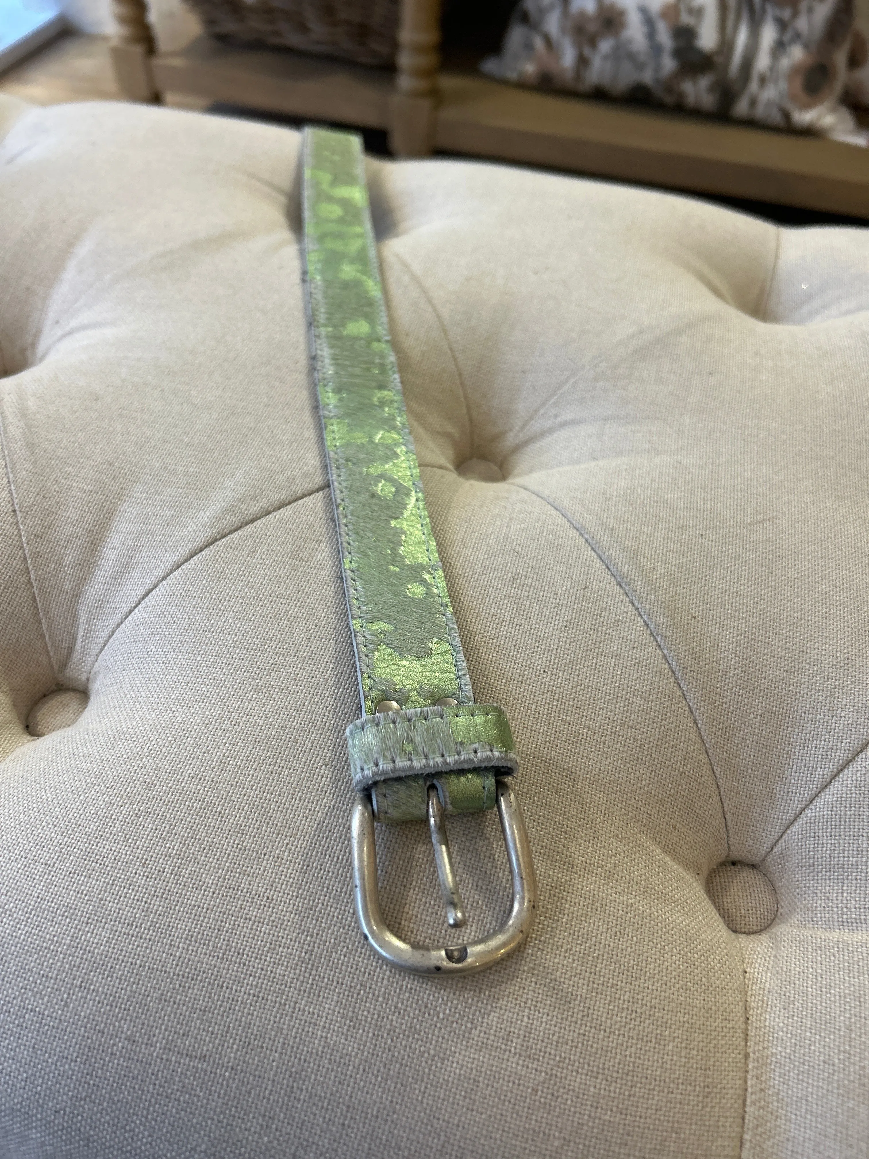 Cow Hide Belt with Green Foil