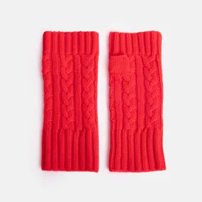 Crimson Cashmere Cable Knit Wrist Warmers