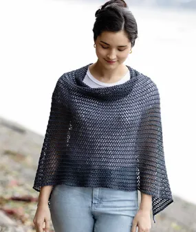 Easy Eyelet Poncho Using Rowan Creative Linen