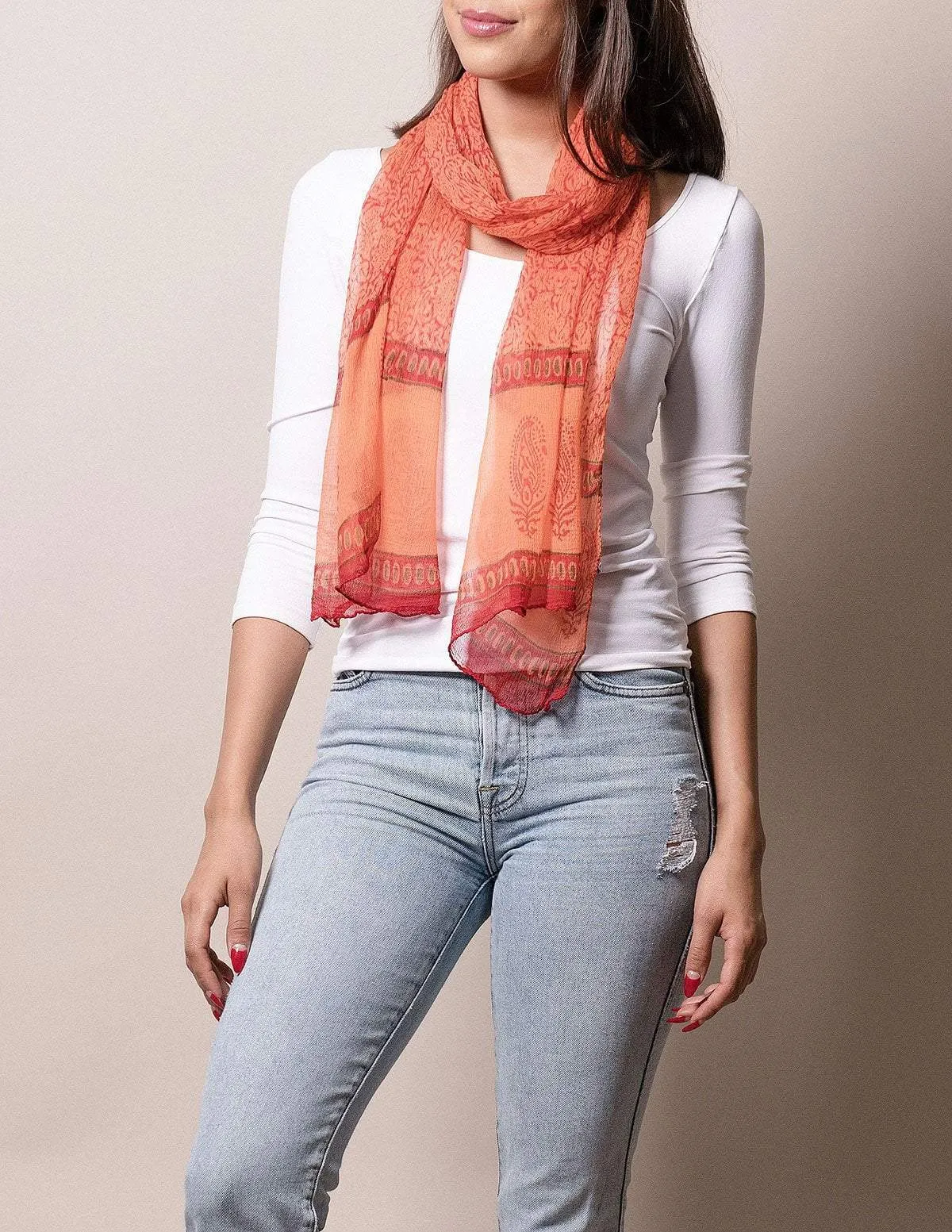 Fair Trade Jesari Scarf - Papaya