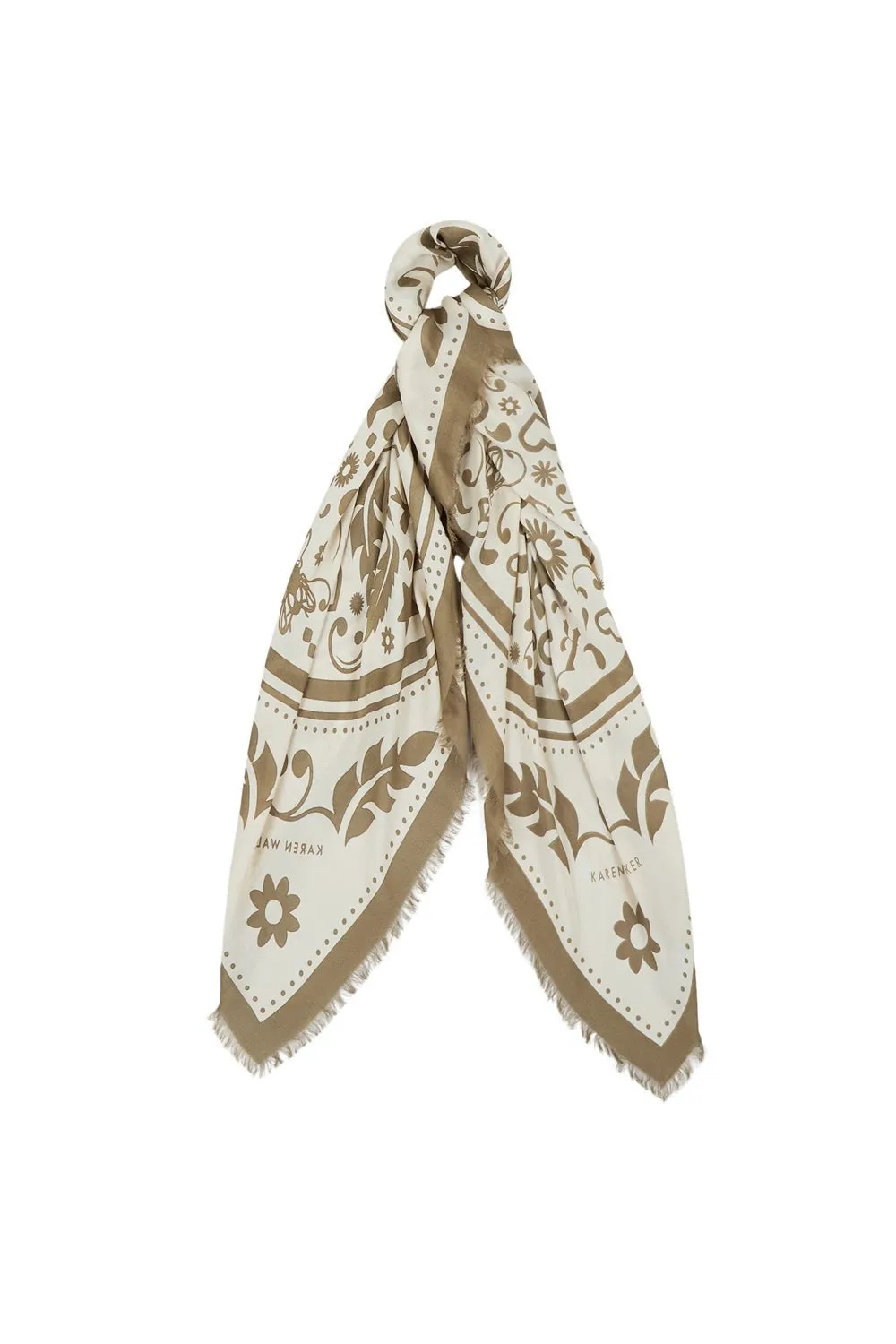 Filigree Modal Twill Scarf | Cream/Olive