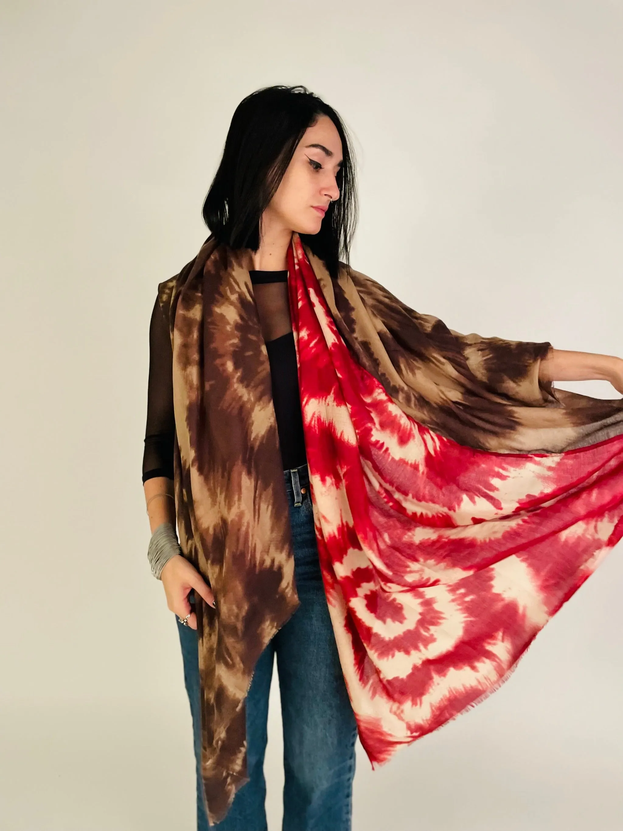 Freedom Shawl -Red & Brown