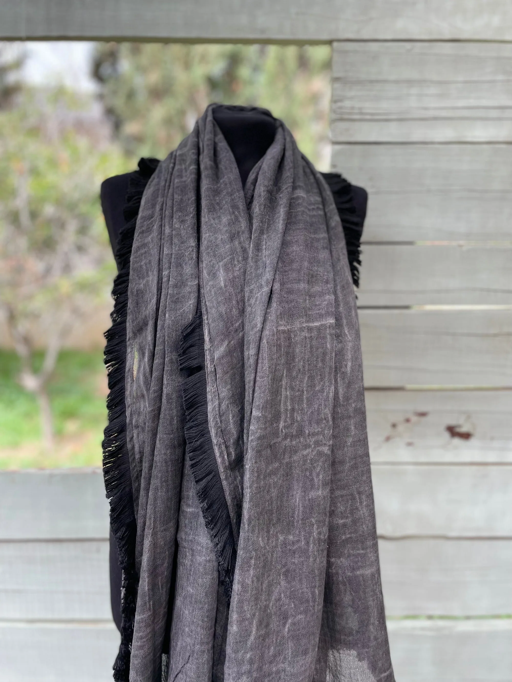 Fringe Scarf -  Dark Grey