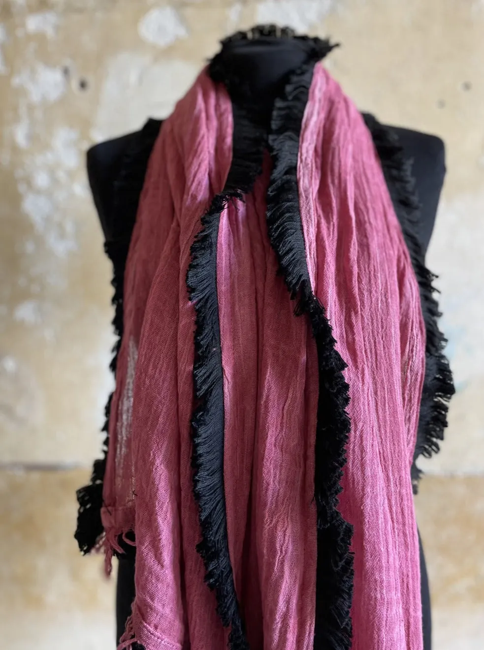 Fringe Scarf -  Pink