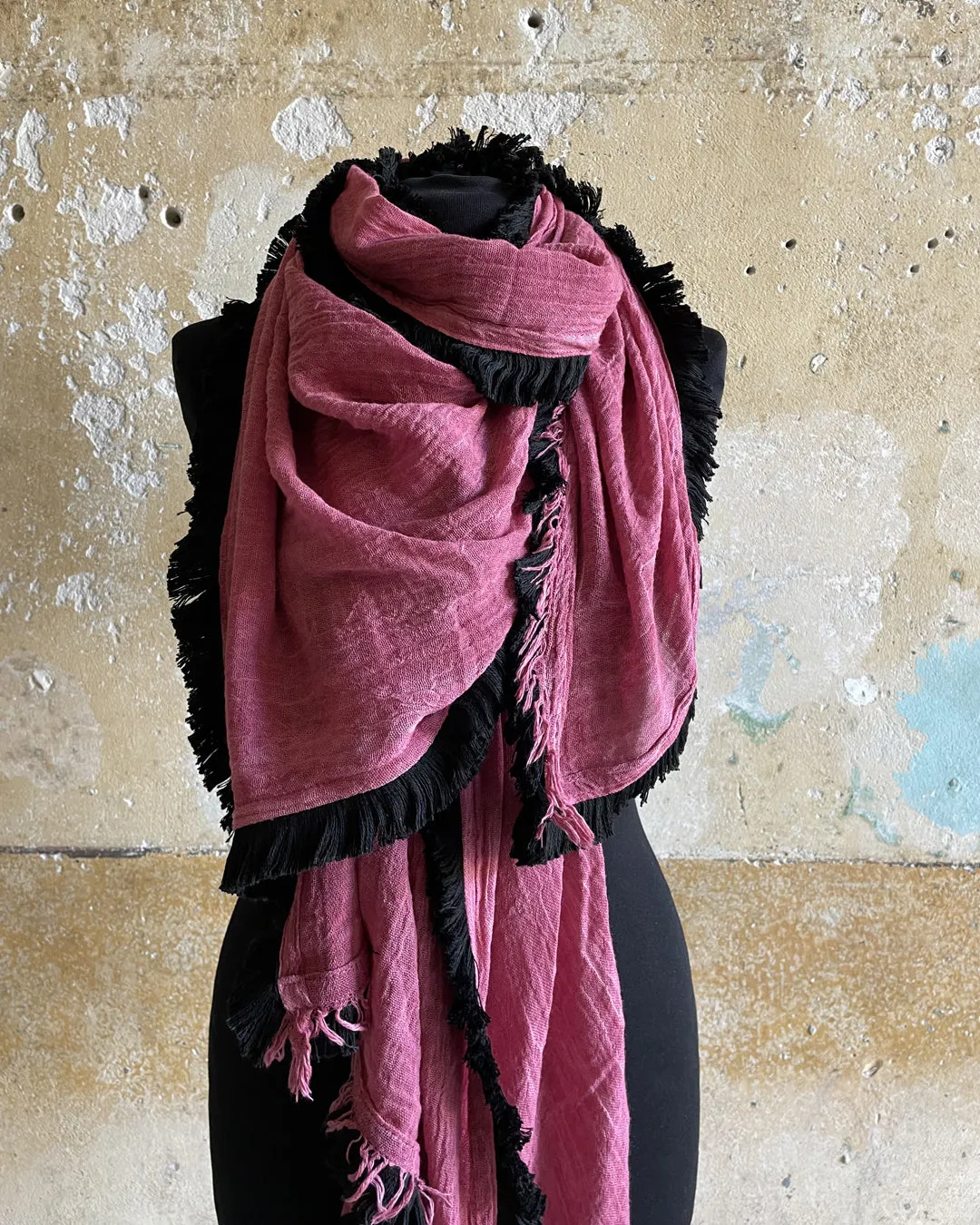 Fringe Scarf -  Pink