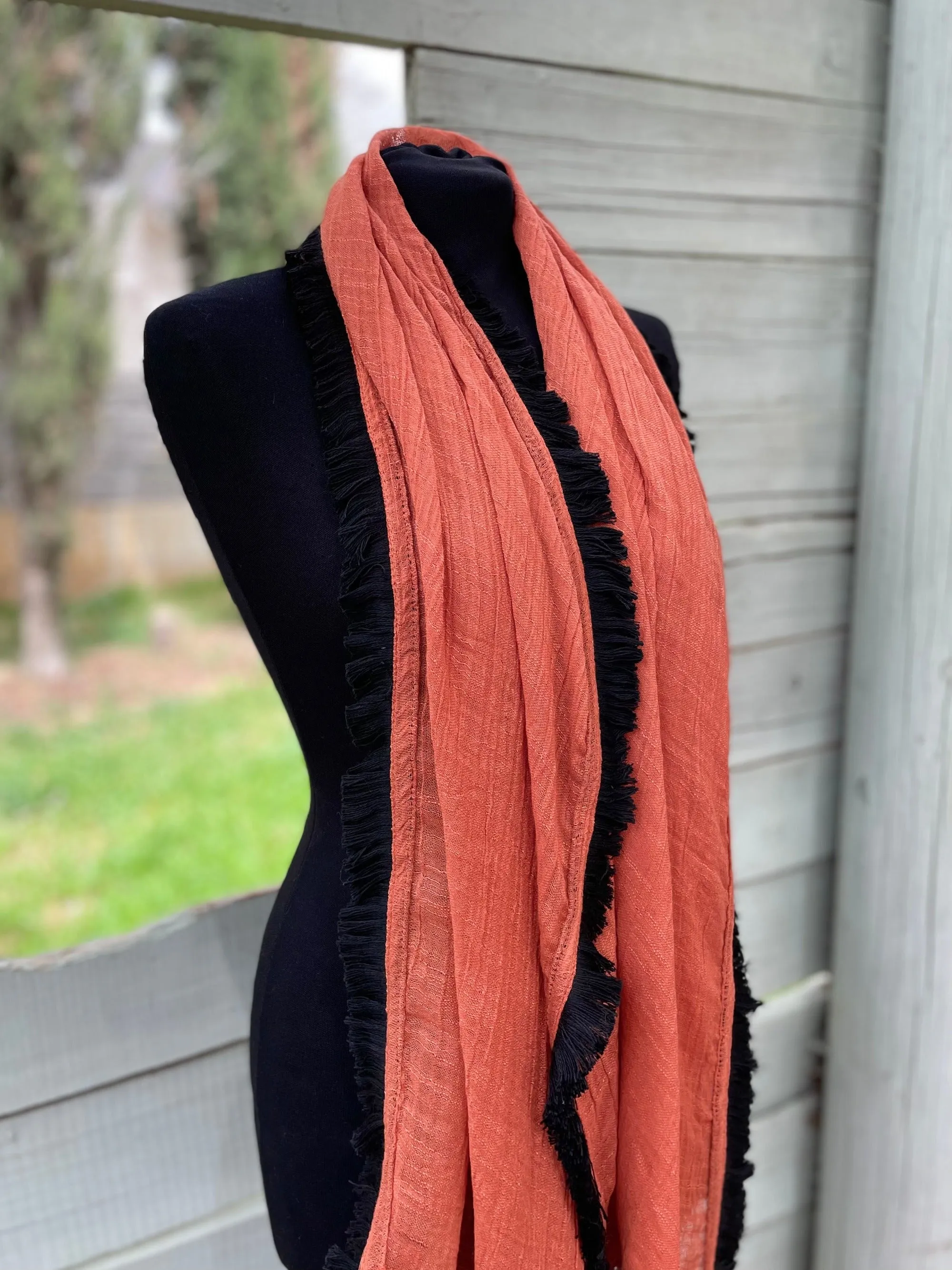 Fringe Scarf -  Tiger Orange