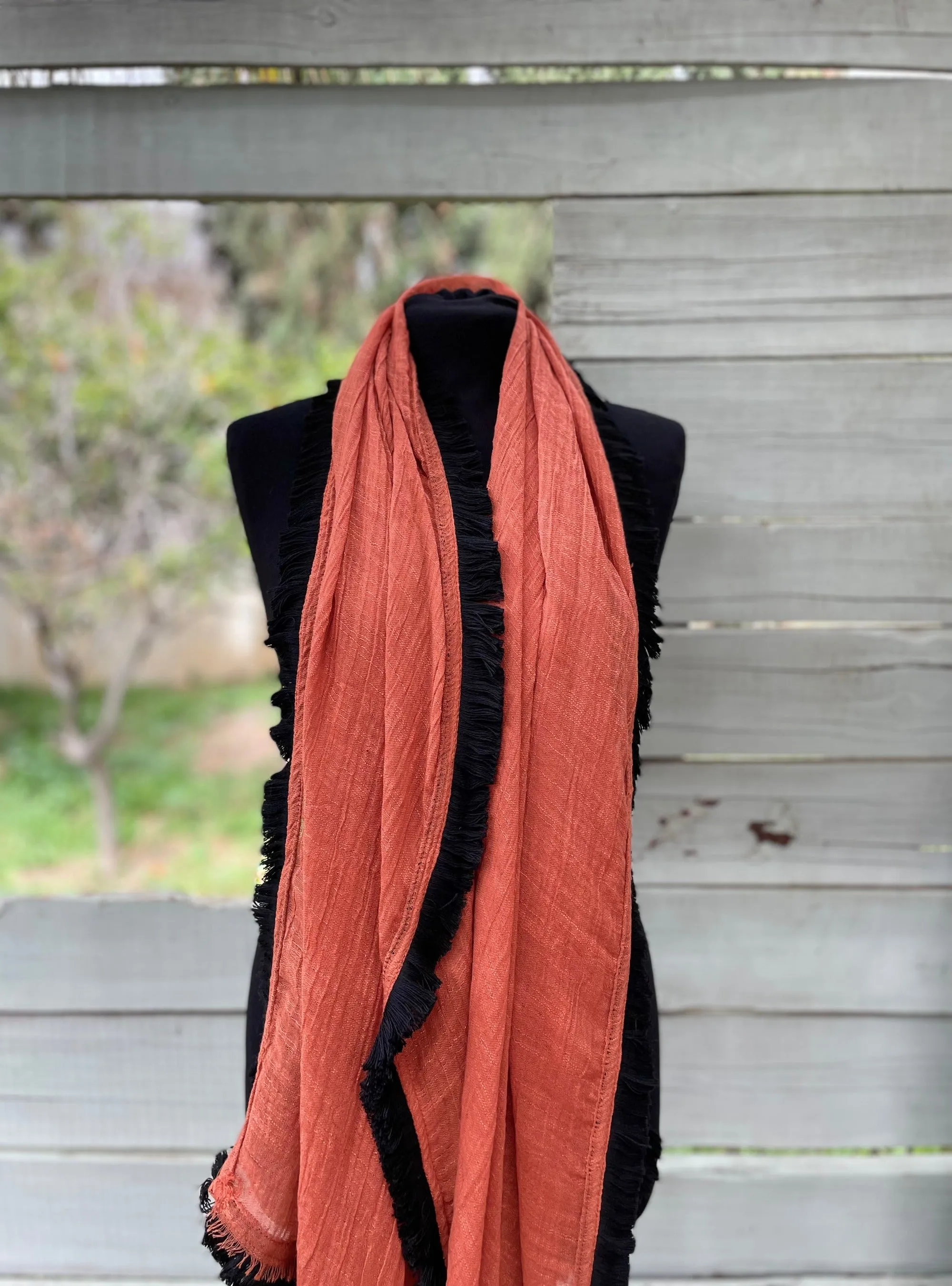 Fringe Scarf -  Tiger Orange