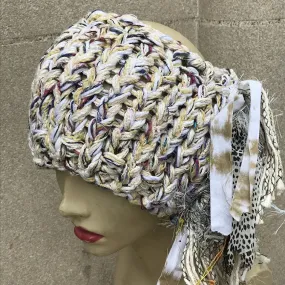 Funky Chic Creamy Yellow Tweed Ponytail/Bun Hat, (PB2)