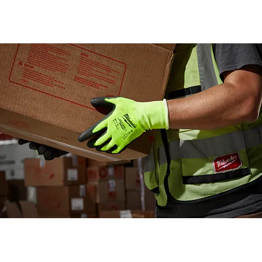 General Purpose Gloves - Milwaukee® High Visibility Cut Level 1 Polyurethane Dipped Gloves, 48-73-891