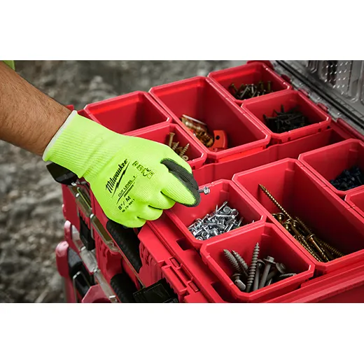 General Purpose Gloves - Milwaukee® High Visibility Cut Level 1 Polyurethane Dipped Gloves, 48-73-891