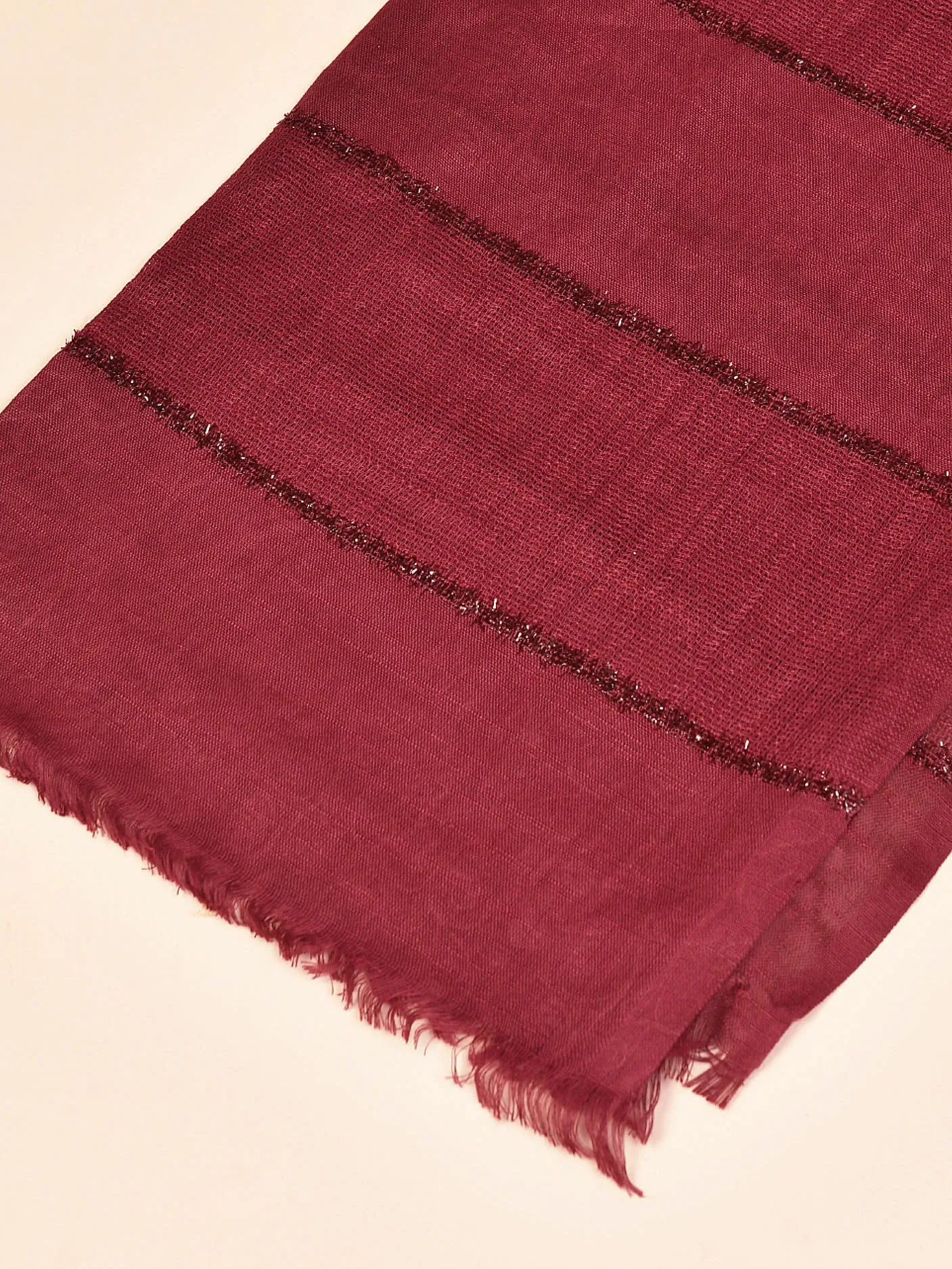 Glitter Stripe Scarf - Dark Red