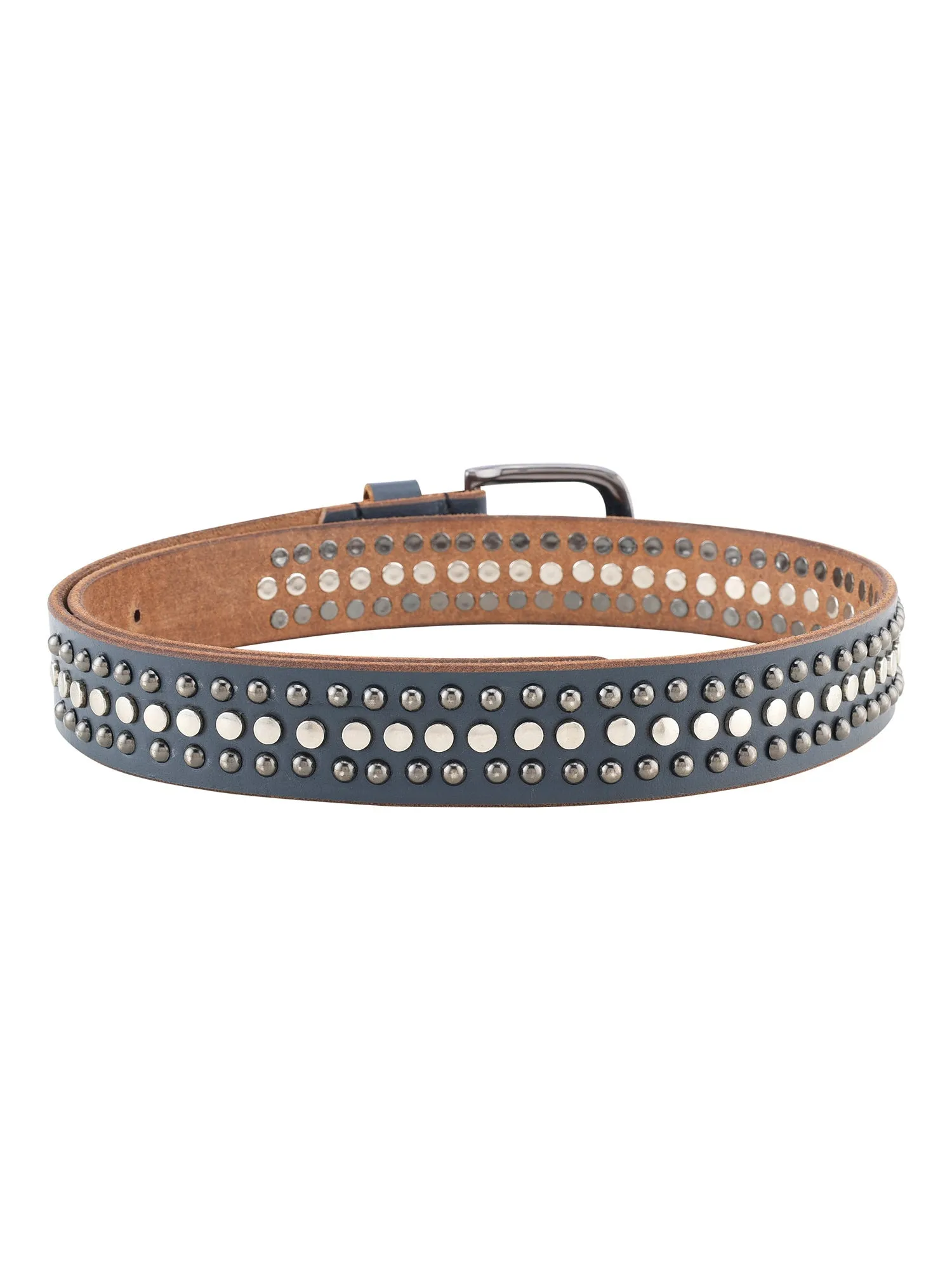 Grey Genuine Leather Studded Women's Belt