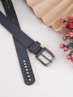 Grey Genuine Leather Studded Women's Belt