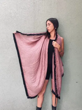 Huge Fringed Scarf - Rosewood pink