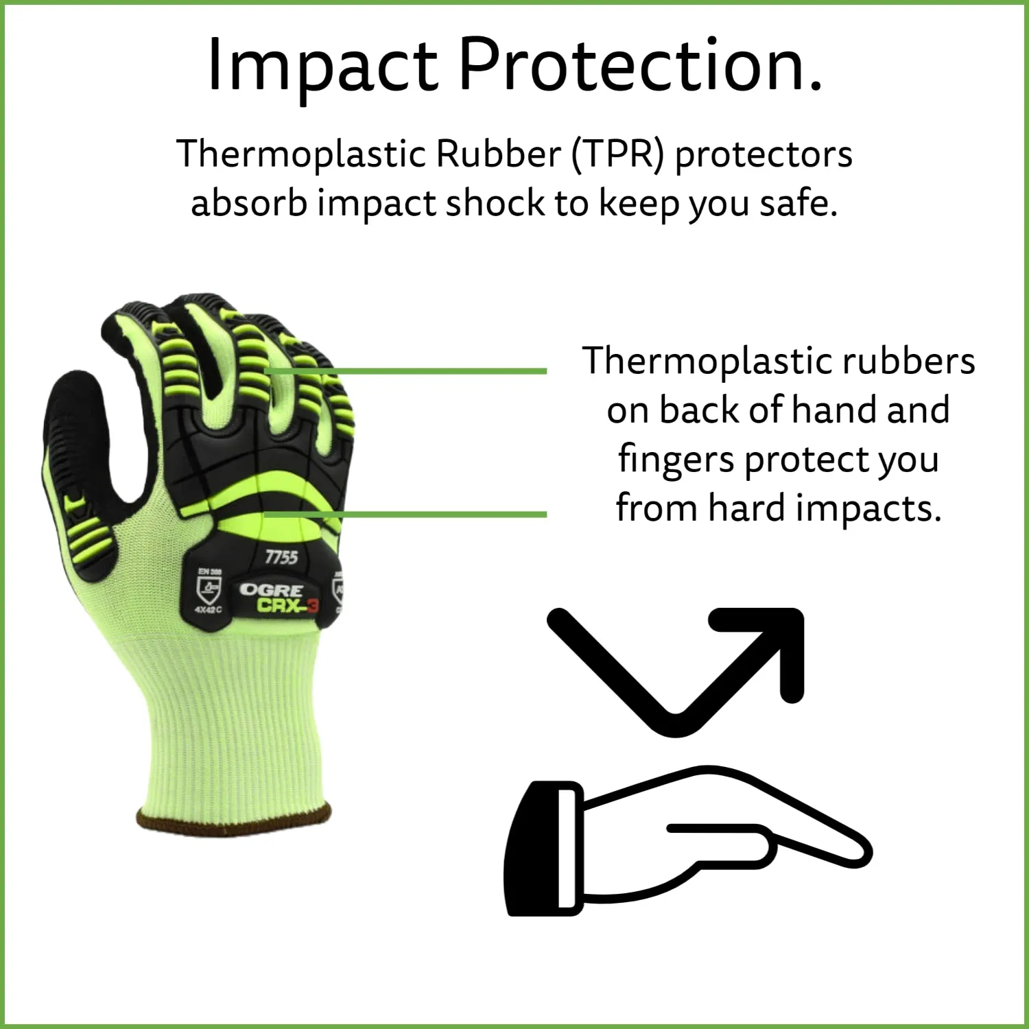 Impact Gloves, Cut-Resistant, ANSI Cut Level A3