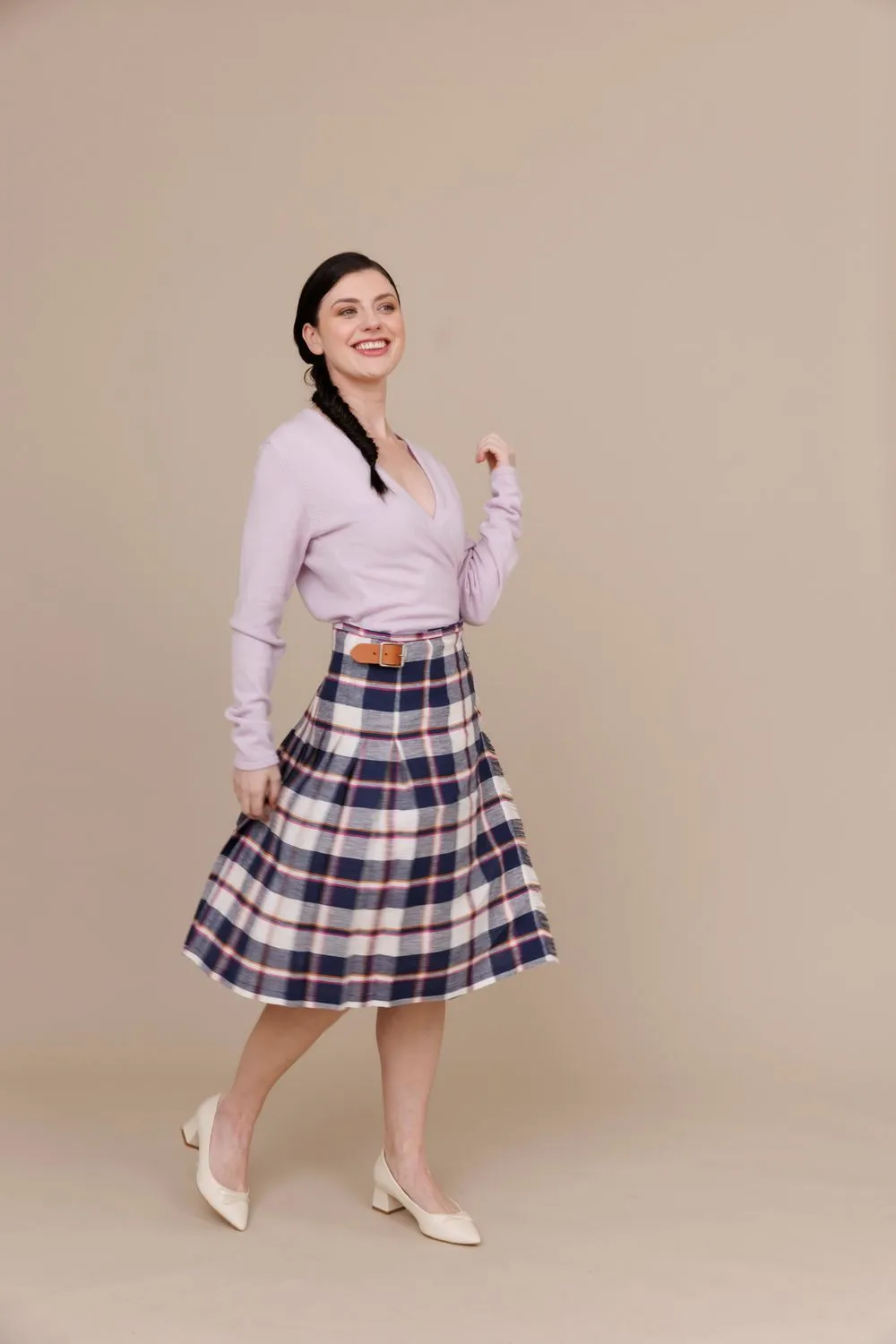 Kescol 100% Linen Midi Kilt