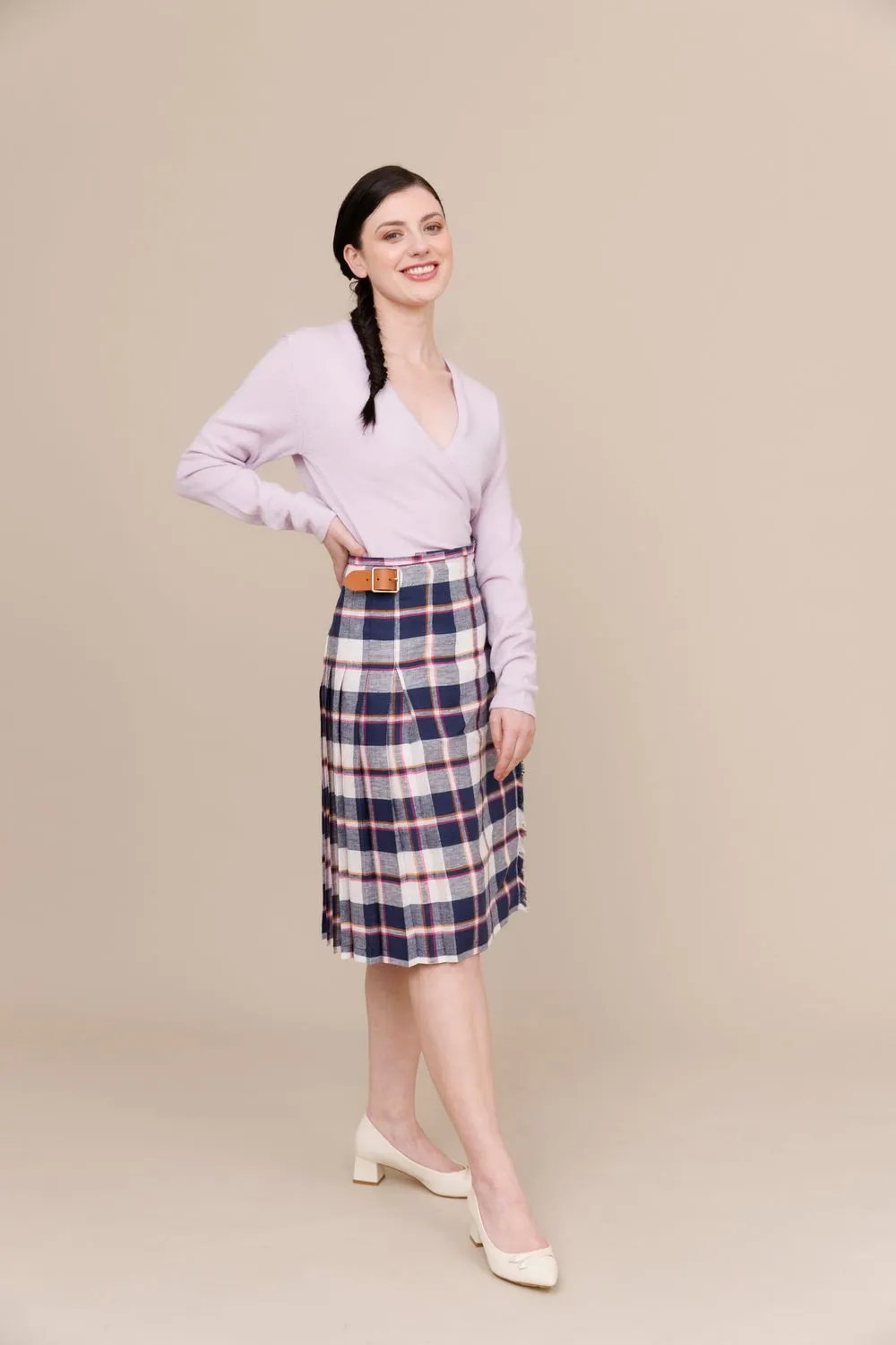 Kescol 100% Linen Midi Kilt