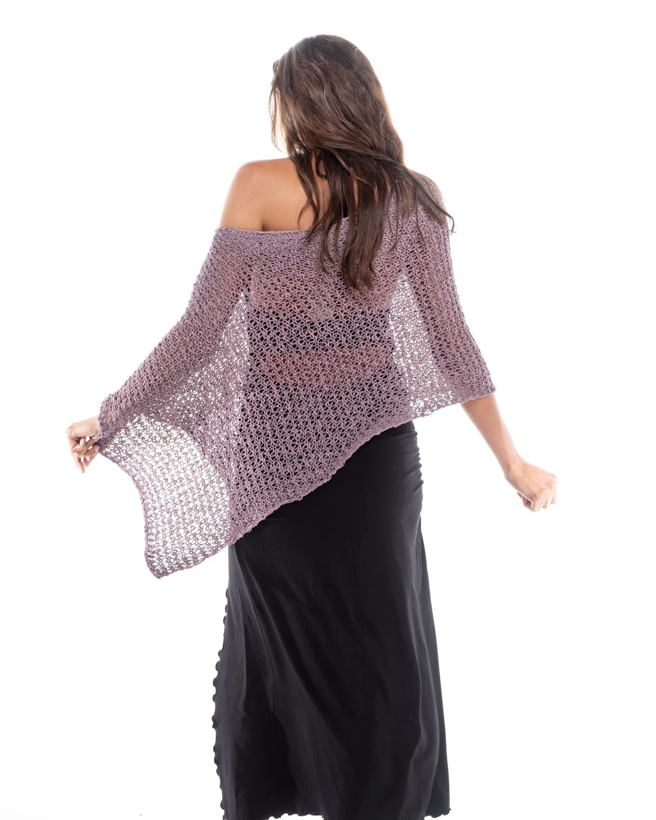 Knitted Asymmetrical Poncho Popcorn