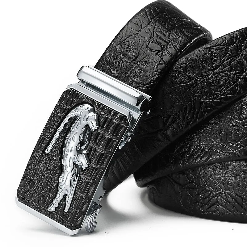 LuxeGator Exotic Croc Pattern Leather Alligator Belt