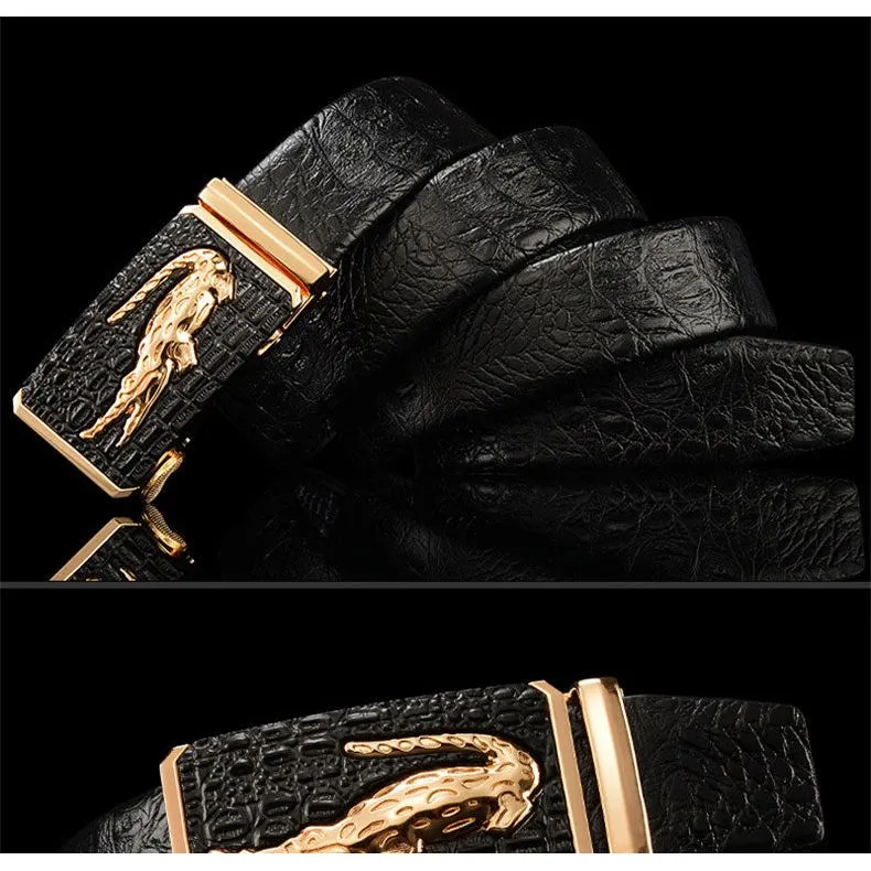 LuxeGator Exotic Croc Pattern Leather Alligator Belt