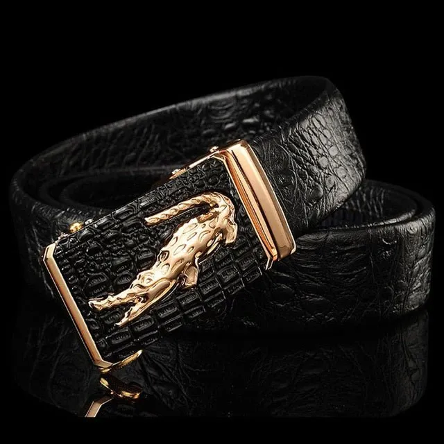 LuxeGator Exotic Croc Pattern Leather Alligator Belt